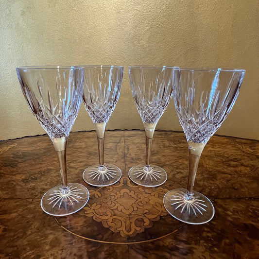 Vintage Crystal Tall Stem Glasses Set Of Four