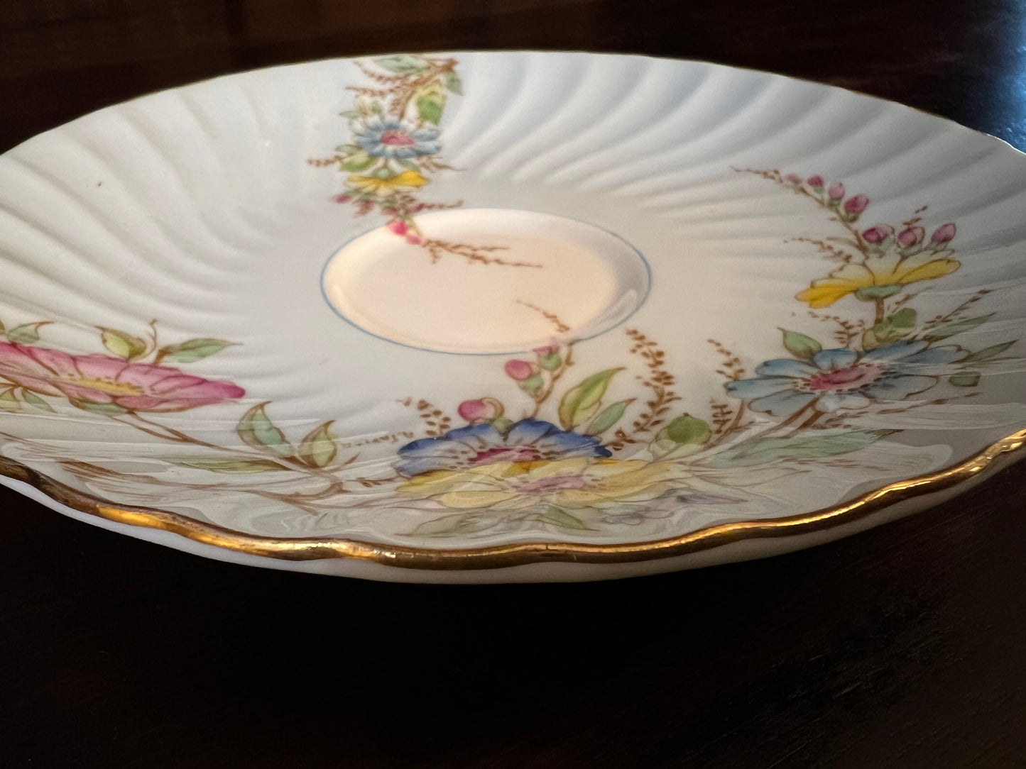 Vintage EB Foley Blue Floral Saucer 