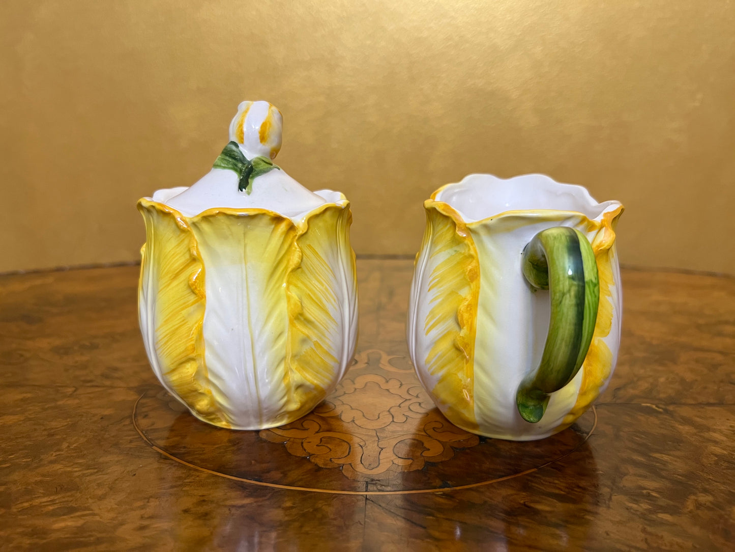 Vintage ESD Hand Painted Yellow Flower Milk & Sugar Bowls 