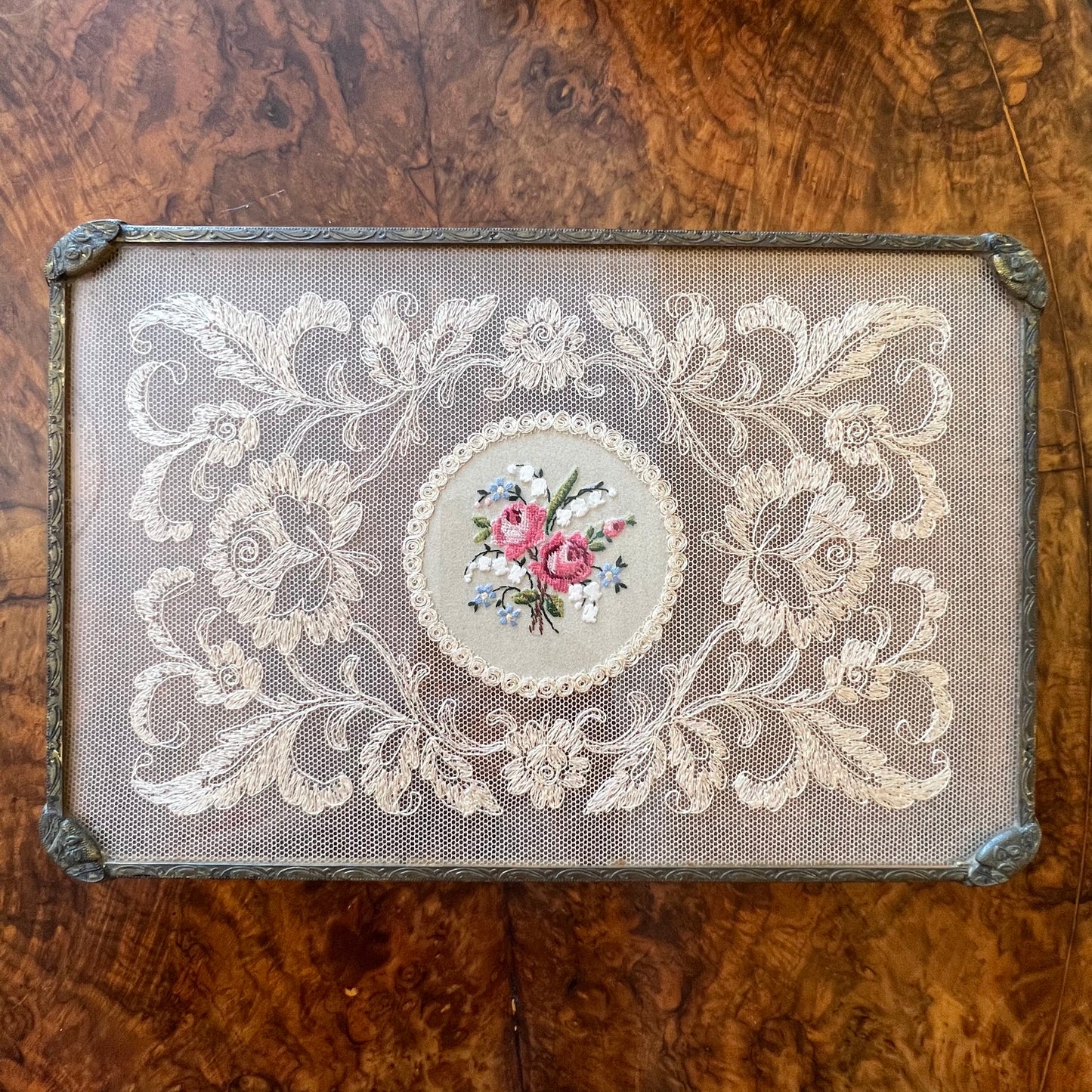 Vintage Embroidery Ladies Dressing Table 7 Pieces