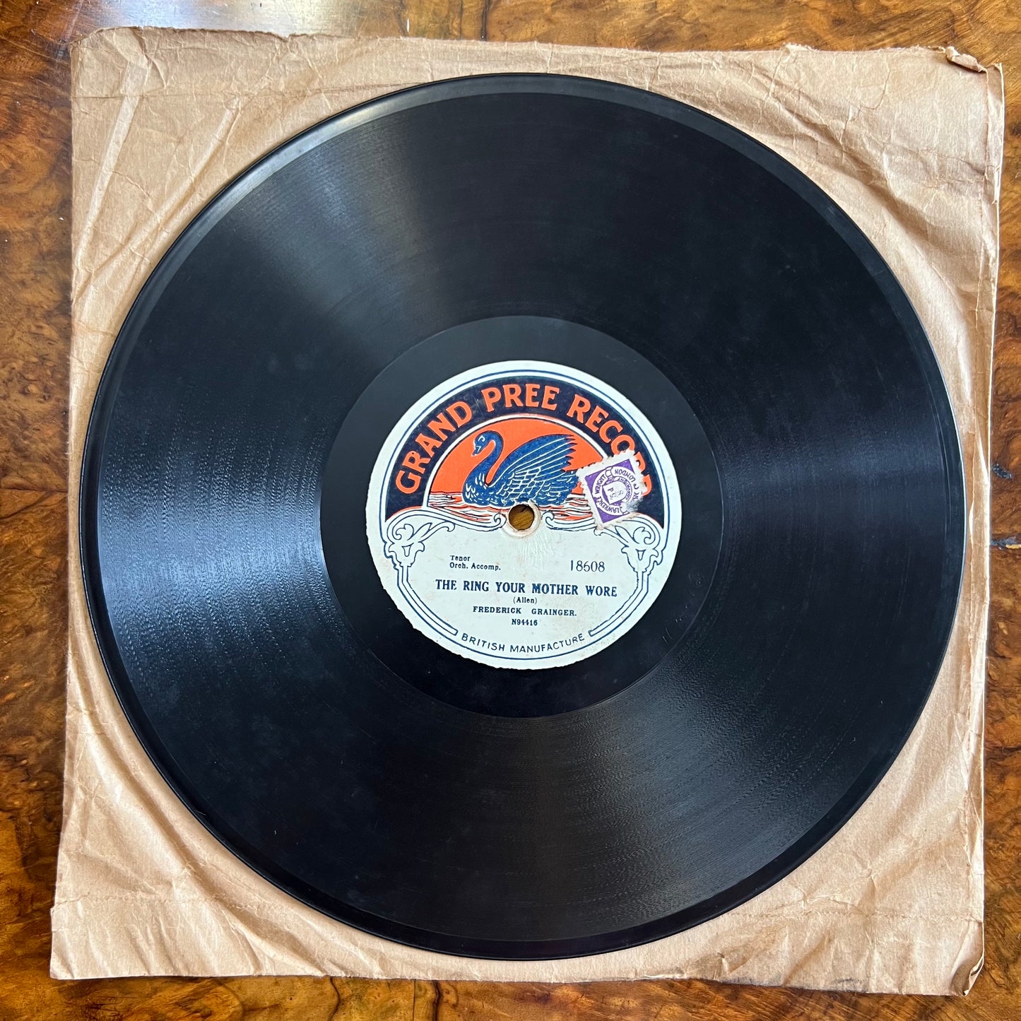 Vintage Frederick Grainger The Tears Of An Irish Mother/ The Ring Your Mother Wore Record