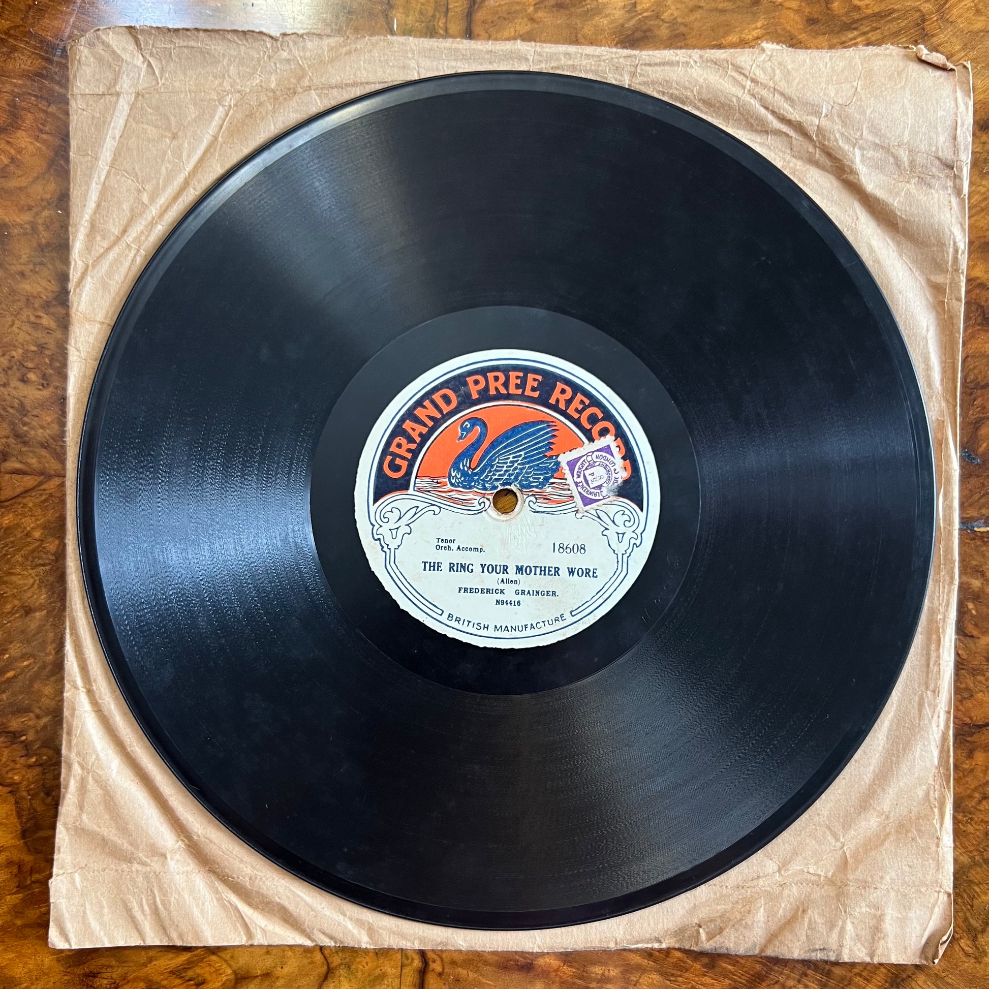 Vintage Frederick Grainger The Tears Of An Irish Mother/ The Ring Your Mother Wore Record