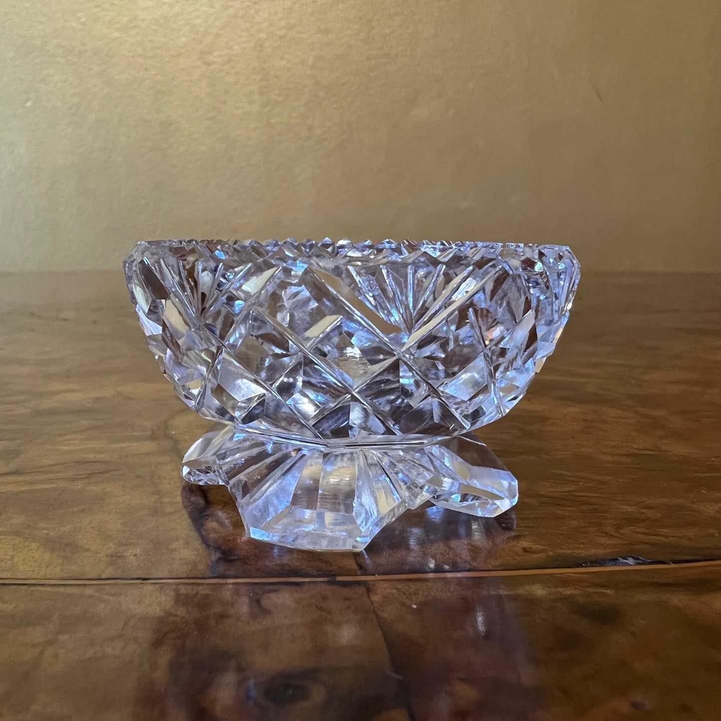 Vintage Glass Cut Open Salt