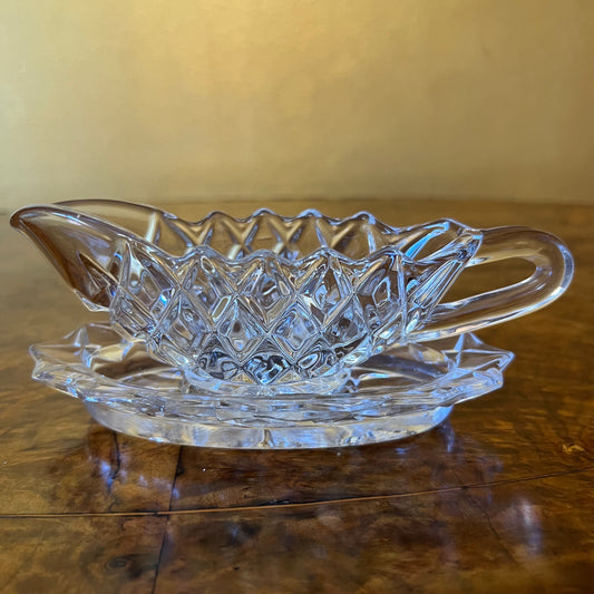 Vintage Glass Gravy Boat & Tray