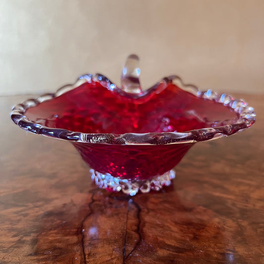 Vintage Hand Blown Glass Ruby Red Bowl
