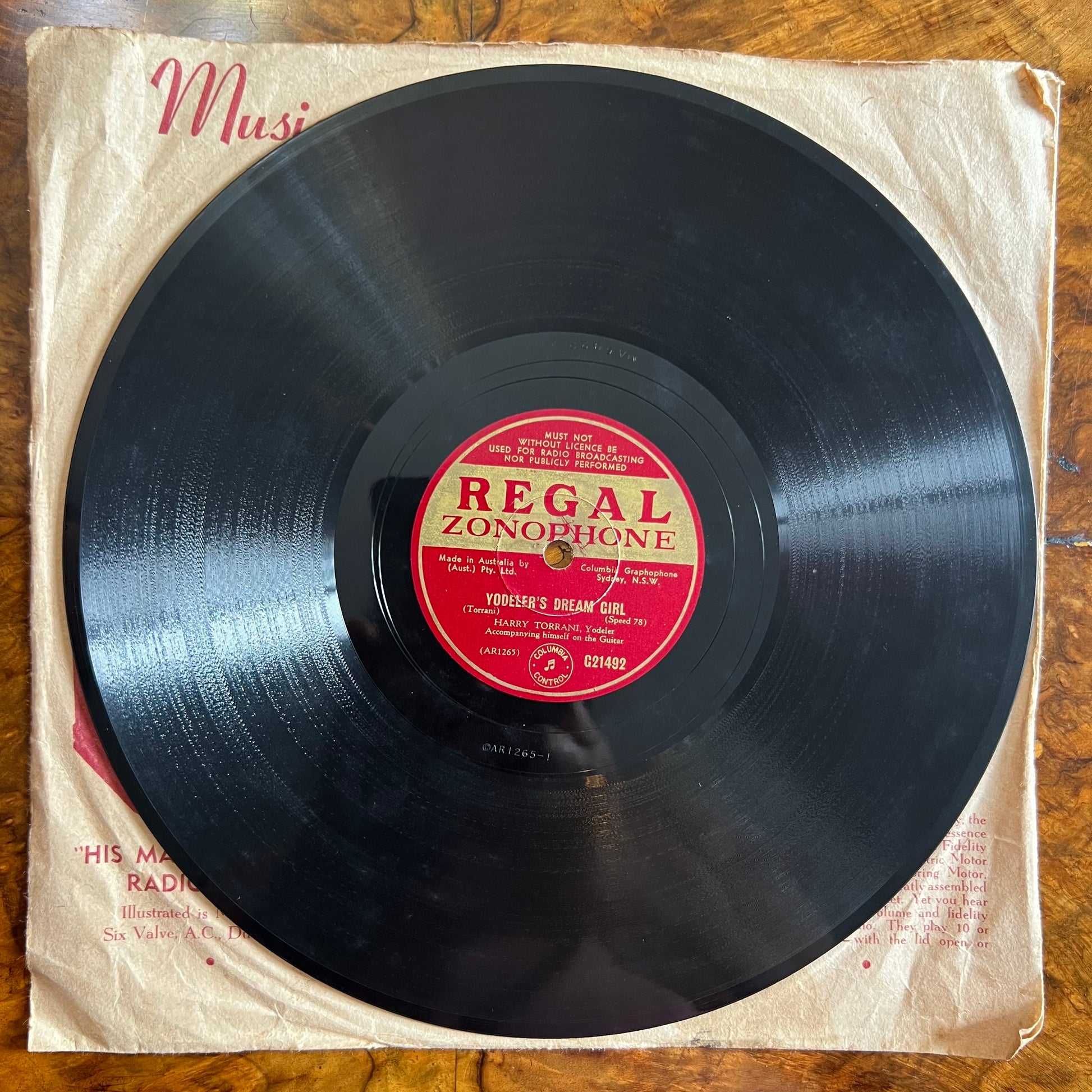 Vintage Harry Torrani Yodel All Day/ Yodelers Dream Girl Record