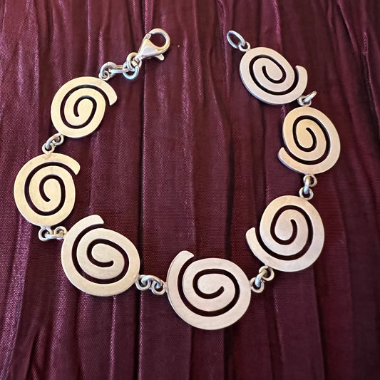 Vintage Italian Sterling Silver Spiral Detail Bracelet