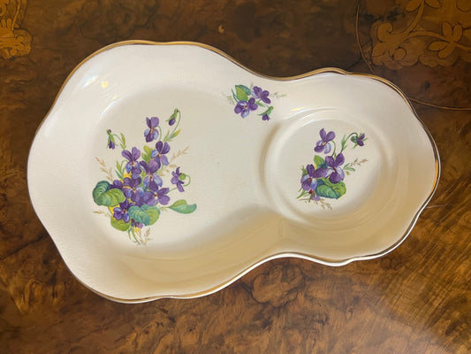Vintage James Kent Old Foley Chinarita Violets Saucer Tennis Plate