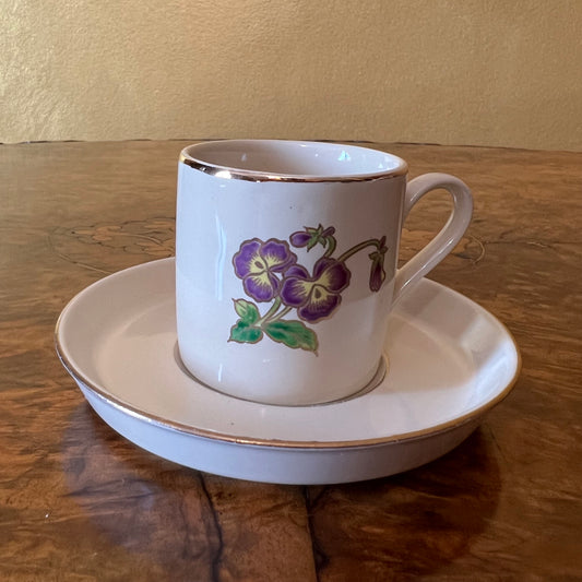 Vintage Japanese Kyoto Cream Coffee Cup & Saucer