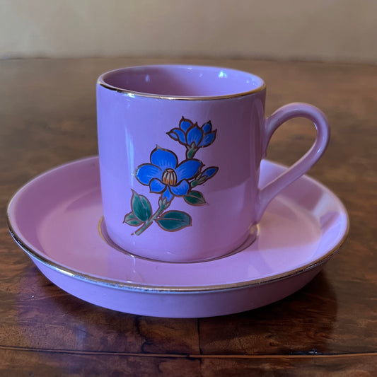 Vintage Japanese Kyoto Pink Coffee Cup & Saucer
