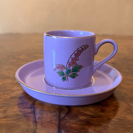 Vintage Japanese Kyoto Purple Demitasse Coffee Cup & Saucer