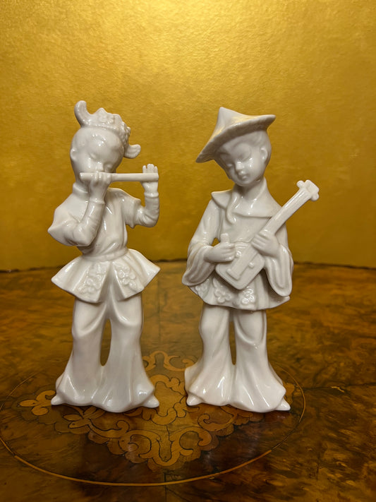 Vintage Japanese Porcelain Boys Playing Instruments