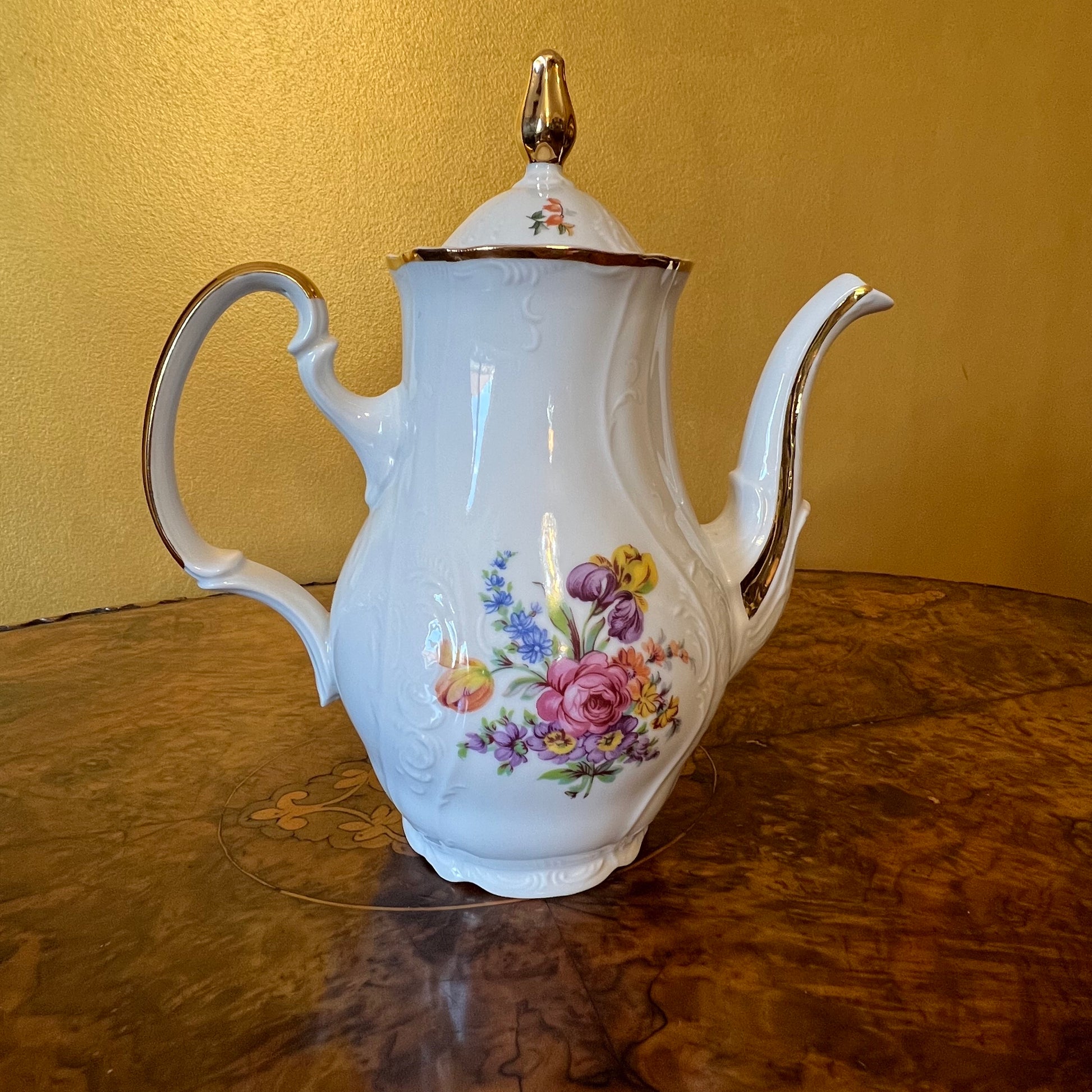 Vintage LC Bernadotte Floral Gold Trim Coffee Pot