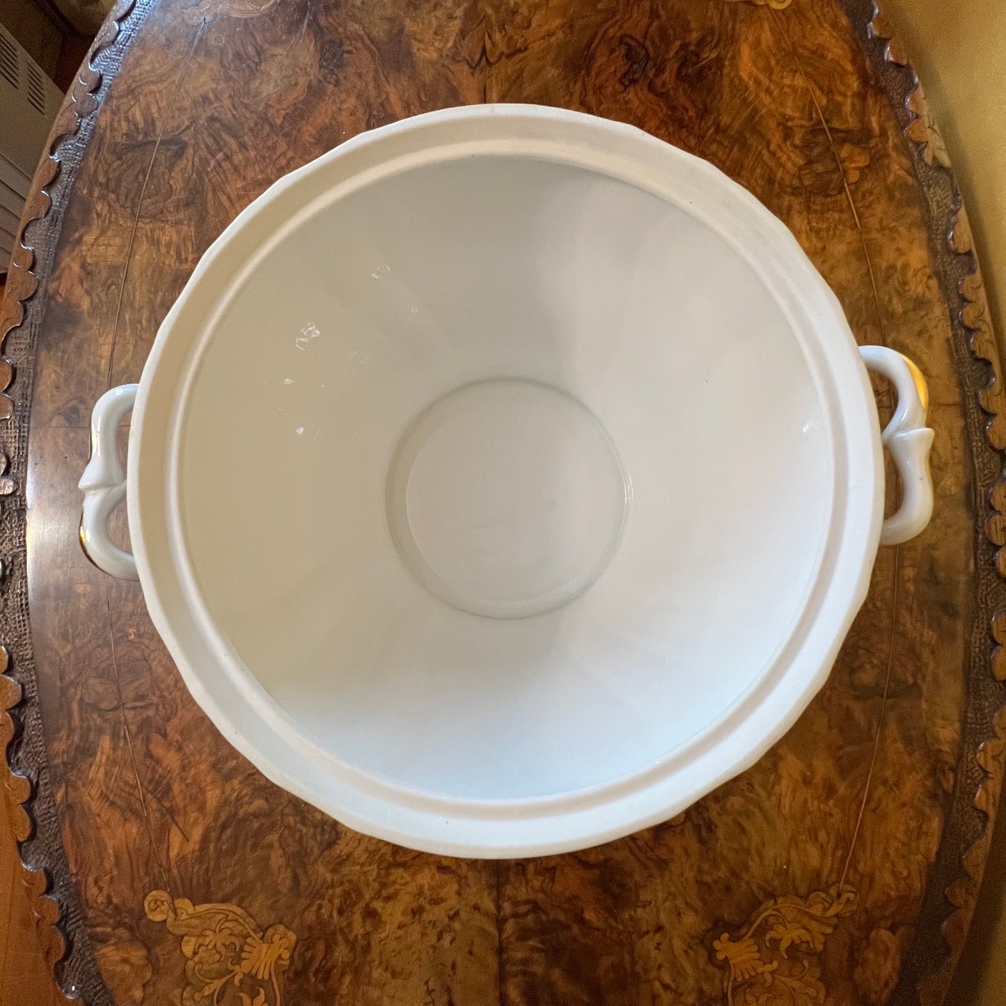 Vintage LC Bernadotte Floral Gold Trim Large Round Serving Tureen 