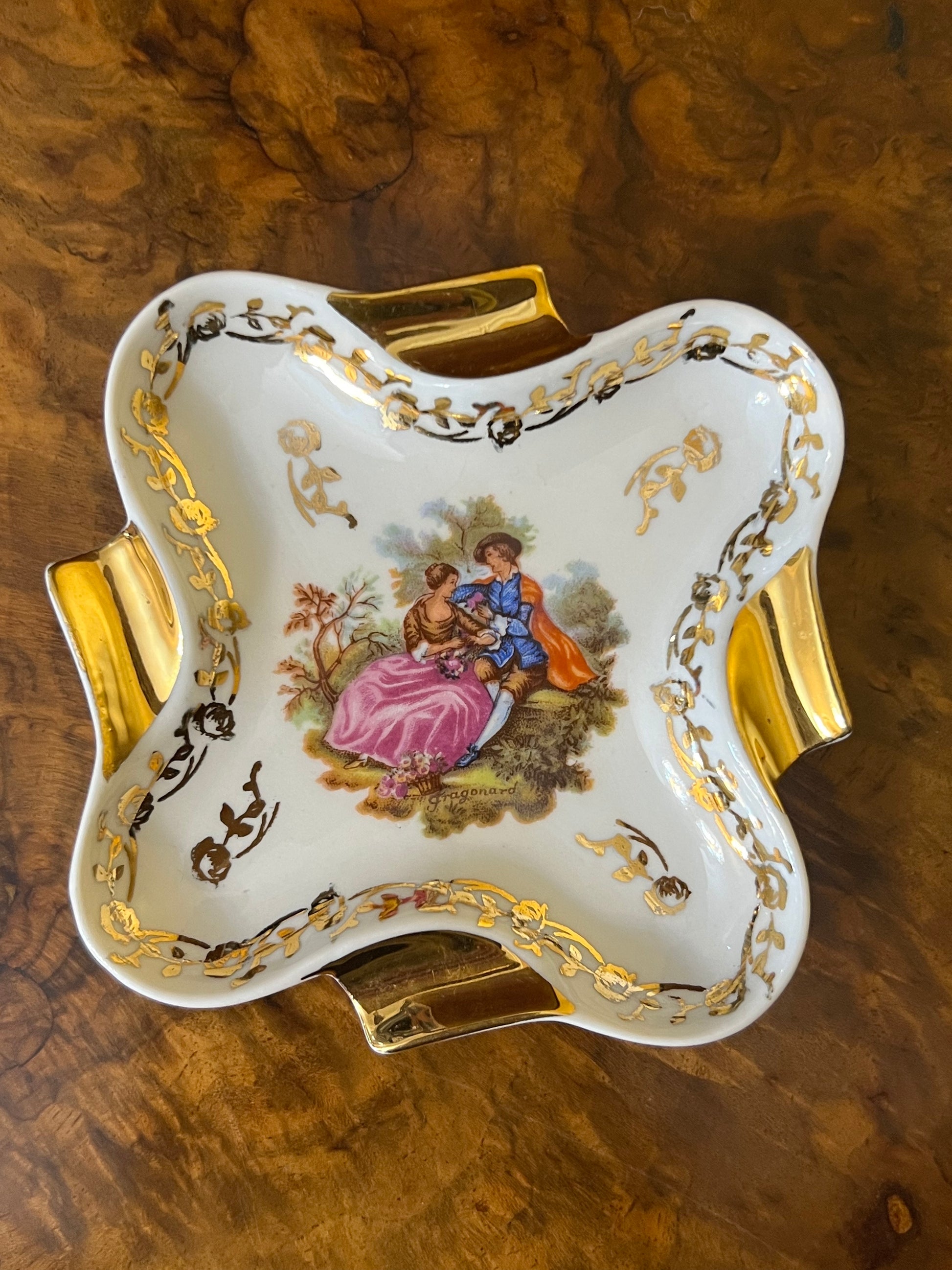 Vintage Limoges France Printed Ashtray