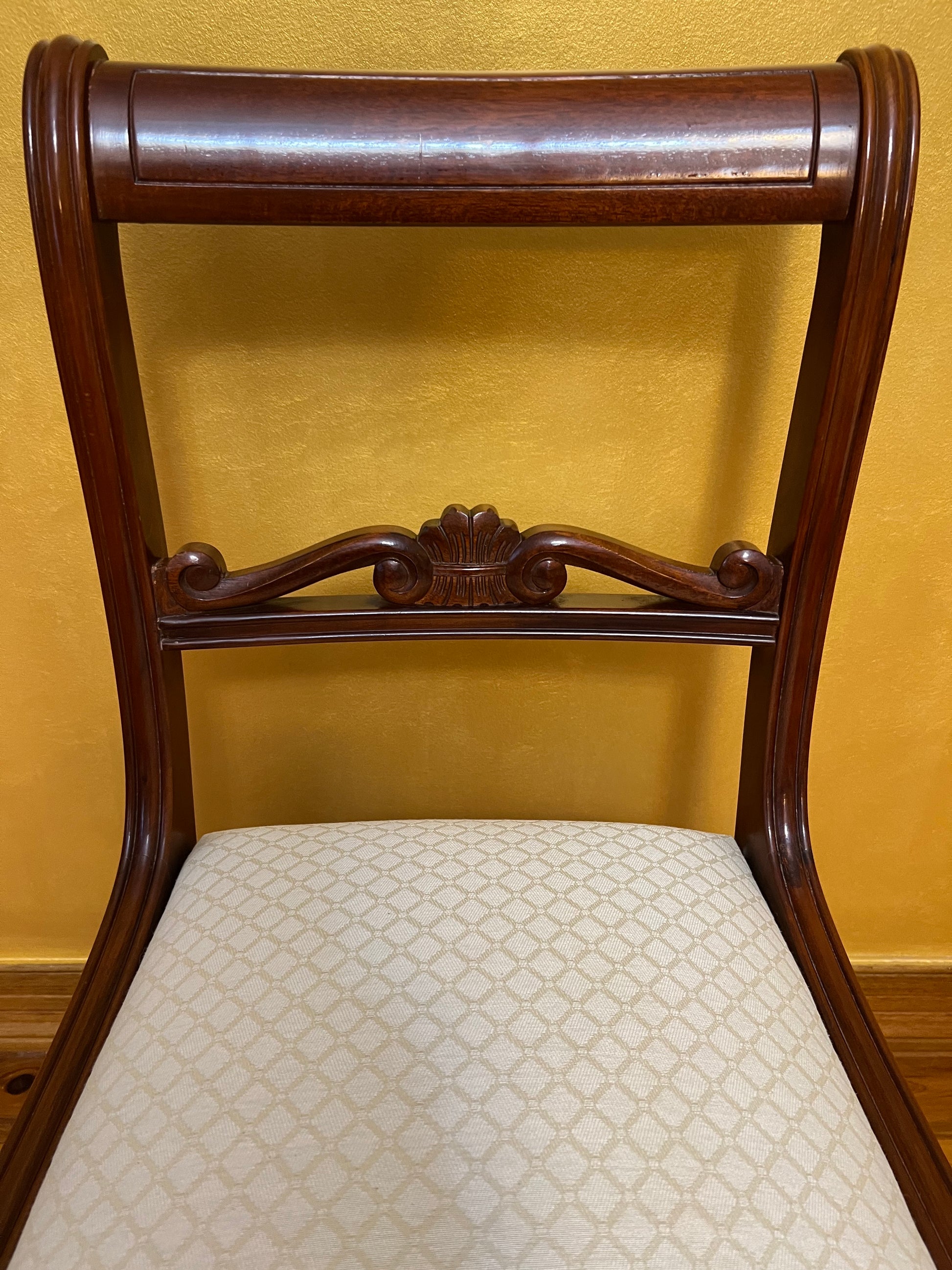 Vintage Mahogany Cream Chairs Set