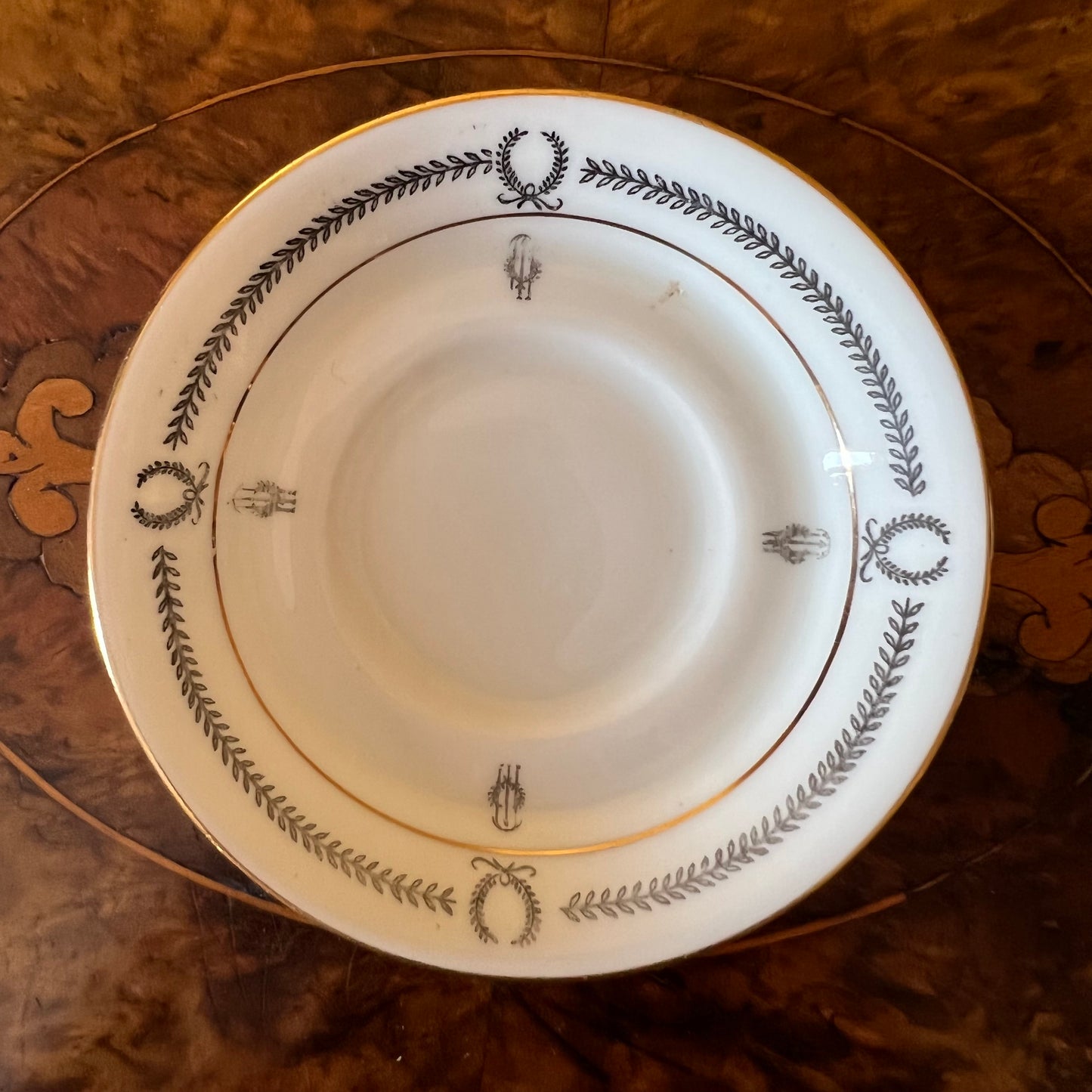 Vintage Paragon Black & White Print Demitasse Coffee Cup Saucer 