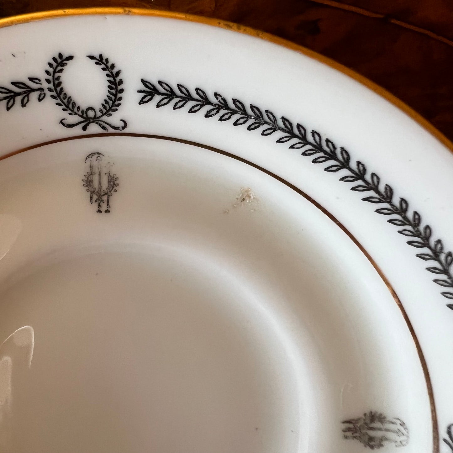 Vintage Paragon Black & White Print Demitasse Coffee Cup Saucer Plate