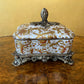 Vintage Porcelain & Brass Trinket Box with Lid
