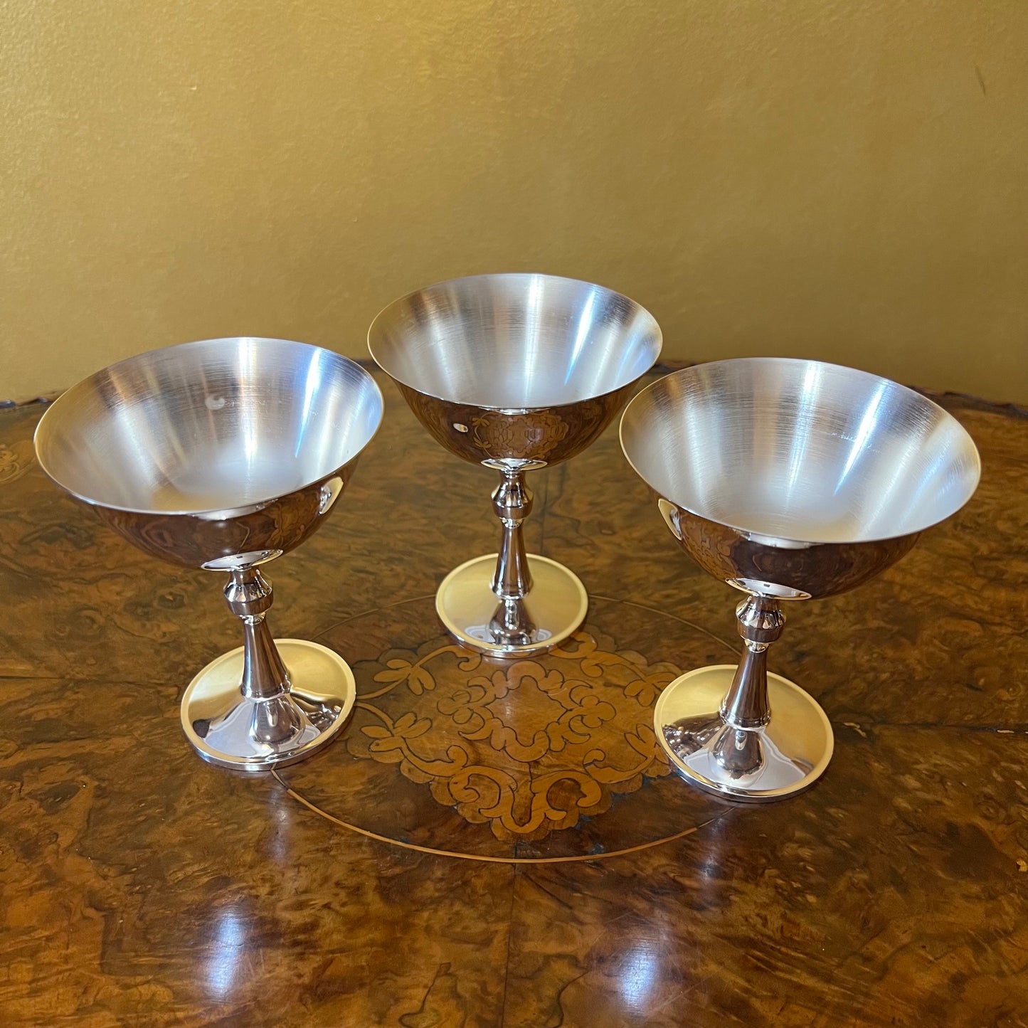 Vintage Portugal Silver Plated Champagne Glasses Set 