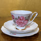 Vintage Queen Anne Rose Tea Cup Trio Set