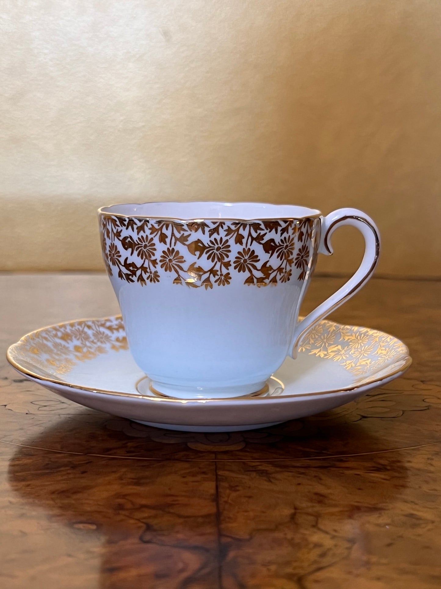 Vintage Royal Adderley Gold Floral Demitasse Coffee Cup & Saucer