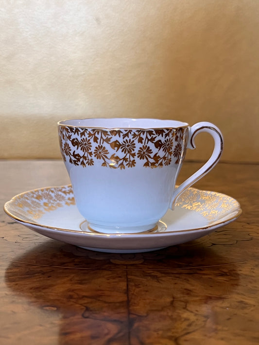 Vintage Royal Adderley Gold Floral Demitasse Coffee Cup & Saucer