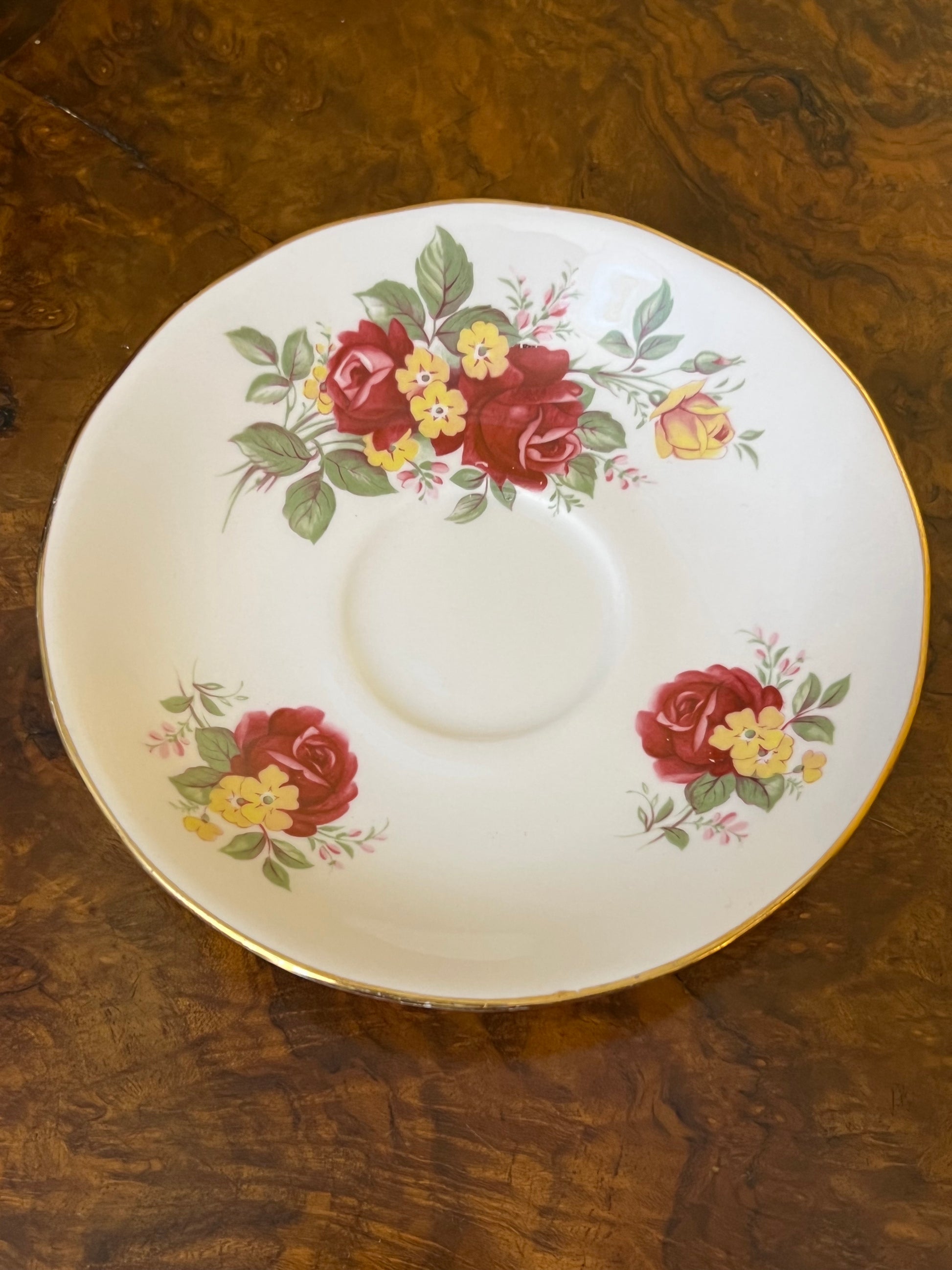 Vintage Royal Vale Crimson Rose Saucer