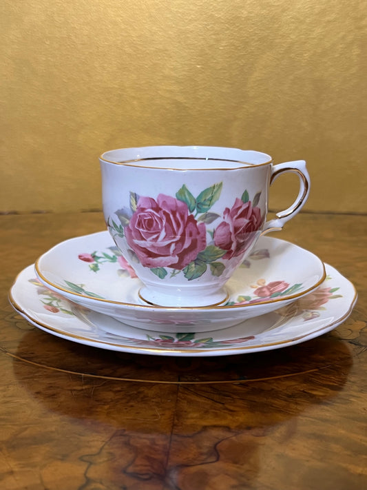 Vintage Salisbury Juliana Rose Tea Cup Trio Set