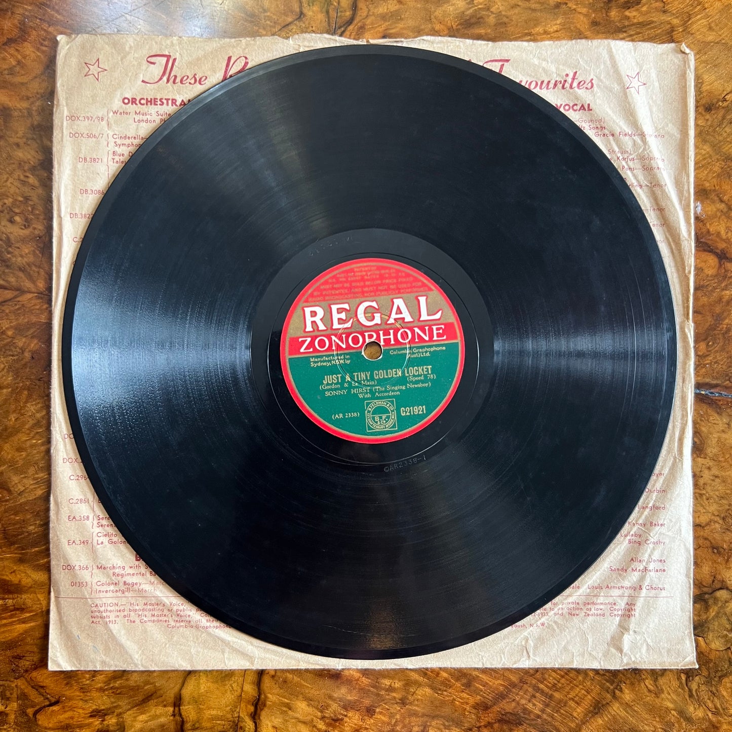 Vintage Sonny Hirst Just A Tiny Golden Locket/ My Mother's Favourite Song 