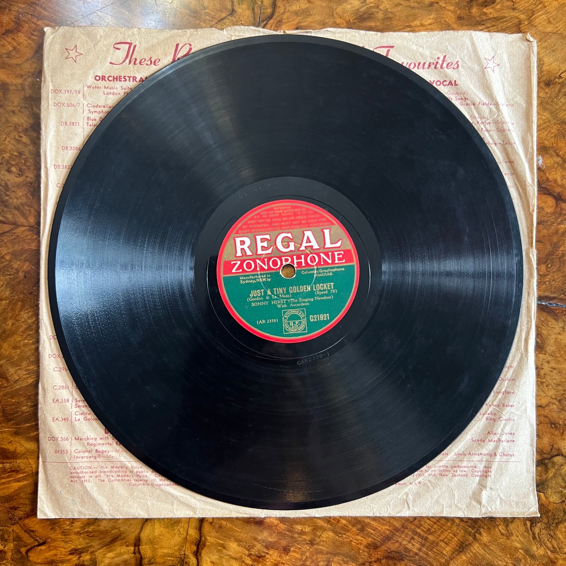 Vintage Sonny Hirst Just A Tiny Golden Locket/ My Mother's Favourite Song 