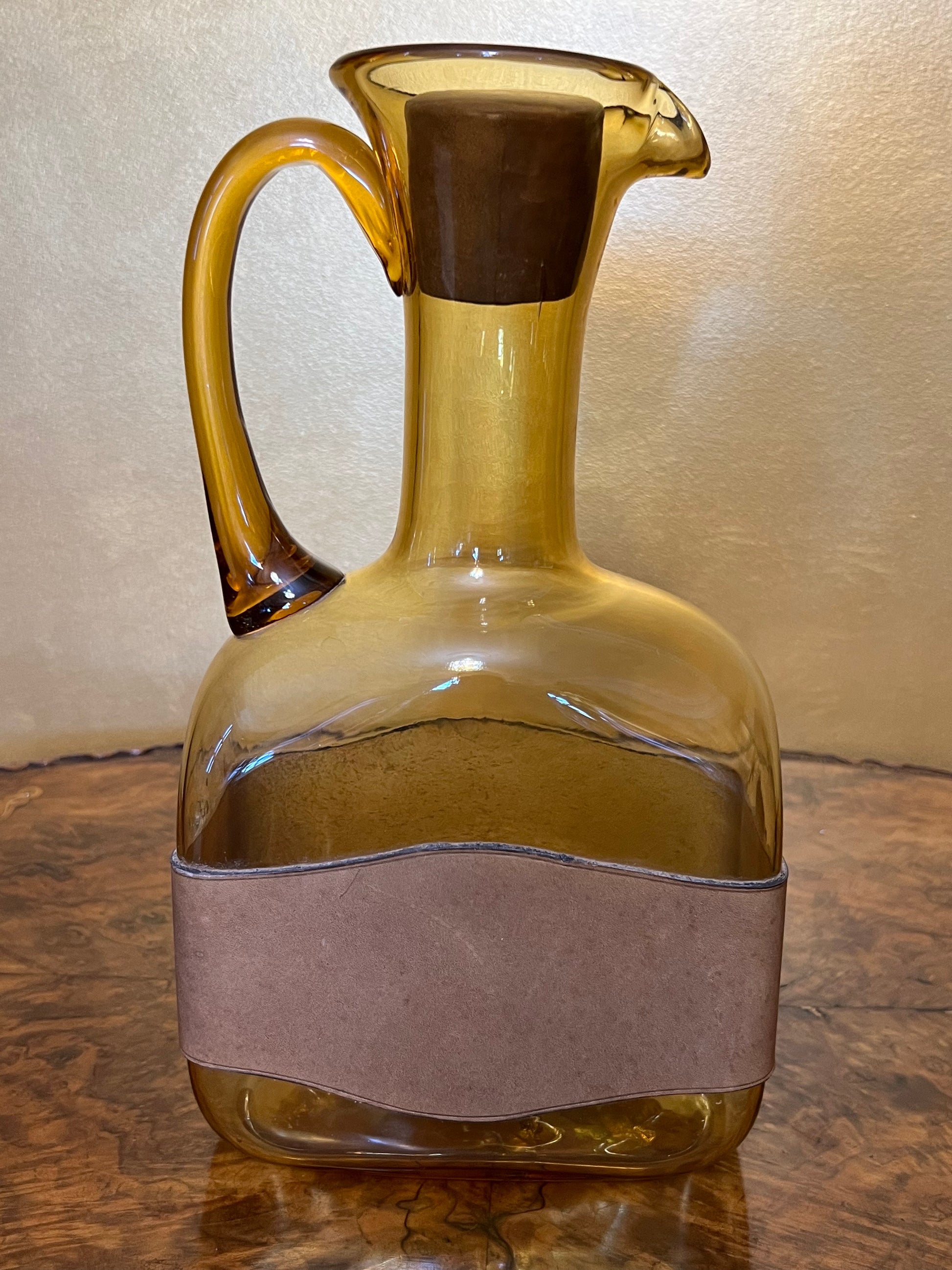 Vintage Spanish Jug With Leather Band 