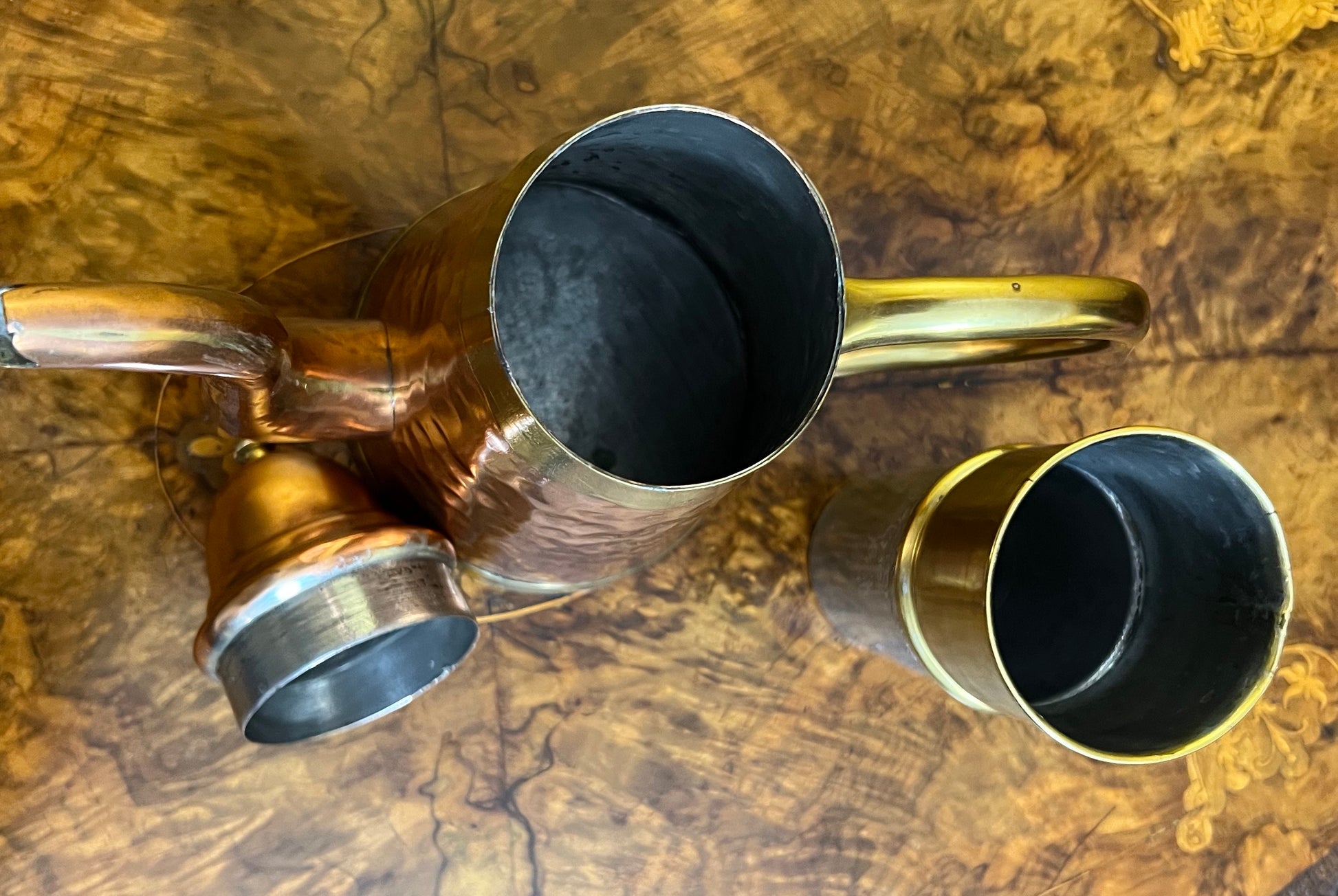 Vintage Vebelux Copper & Hammered Brass Coffee Pot