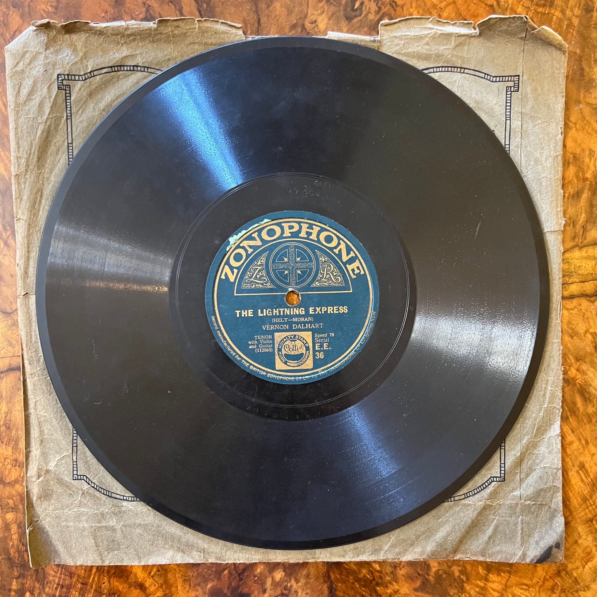 Vintage Vernon Dalhart – The Letter Edged In Black/The Lightning Express Record