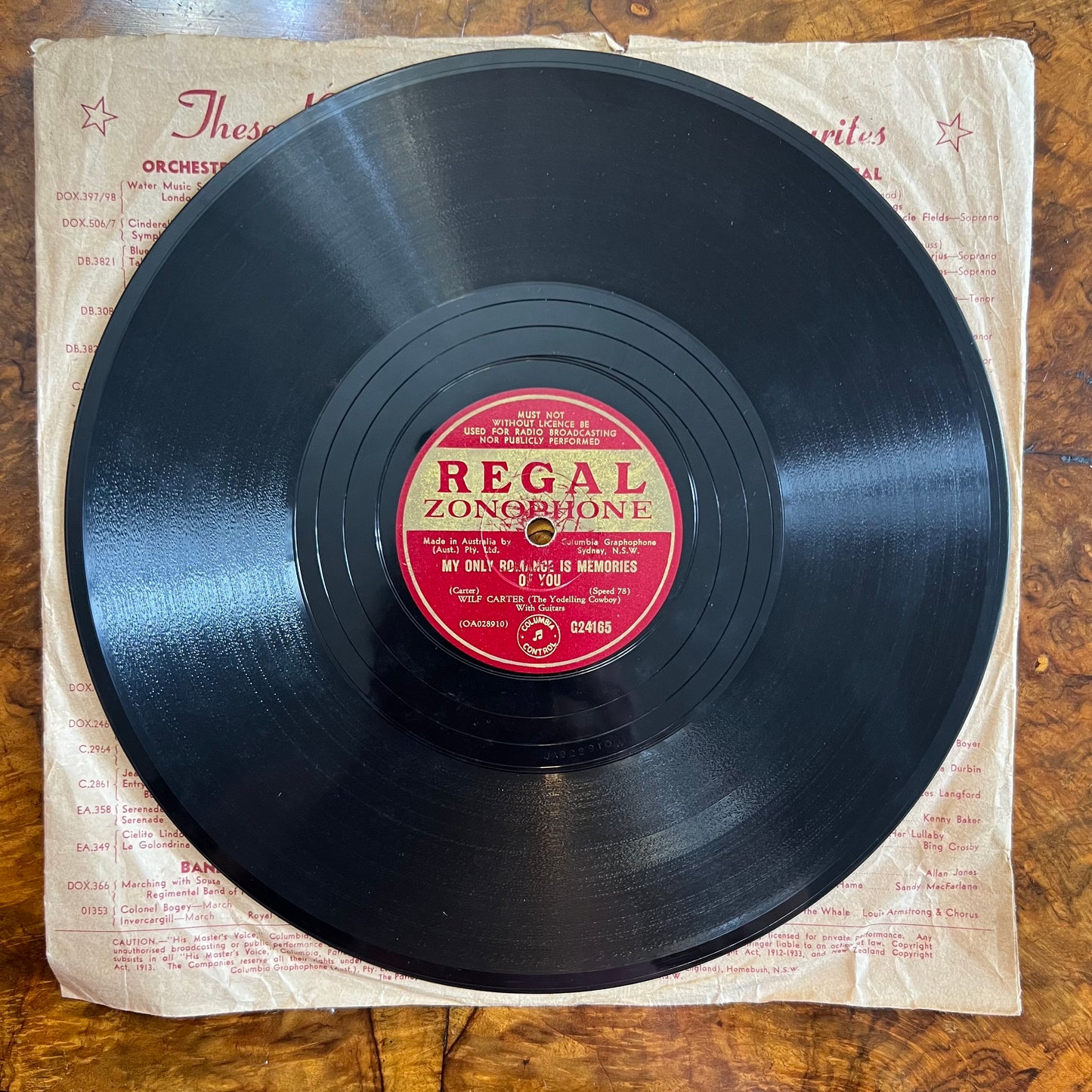 Vintage Wilf Carter My Only Romance Is Memories Of You/When I Say Hello To The Rockies Record