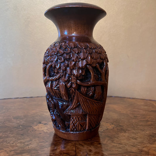 Wooden Carved Elephant Vase